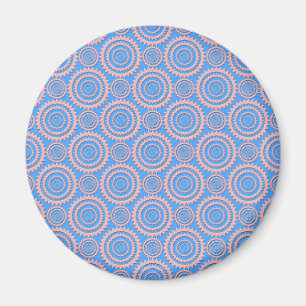 Íman Padrão Geométrico Fofo Círculos Rosa sobre Azul