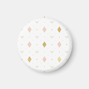 Íman Padrão Geométrico Rosa Bege Dourado