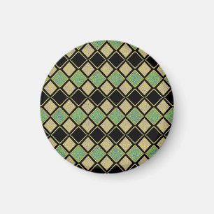 Íman Padrão Harlequim em Dourado, Verde e Preto 