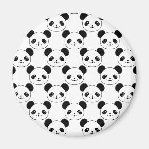 Íman Padrão Kawaii Panda Em Preto E Branco