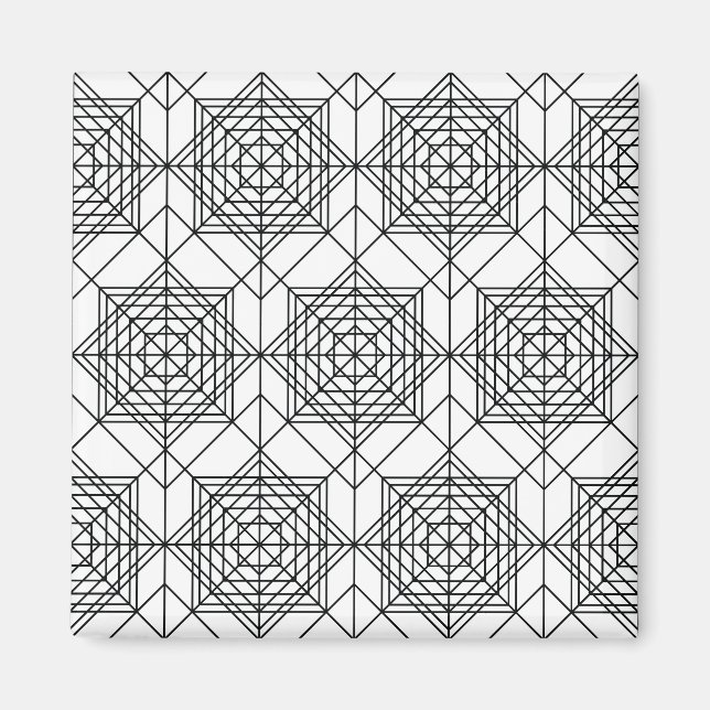 Íman Padrão linear de Abstrato branco e preto da vinhet (Frente)