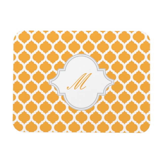 Íman Padrão marroquino laranja com ímãs monogramas (Horizontal)