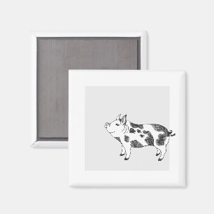 Íman Padrão Minimalista de Linha de Porco Cottagecore V