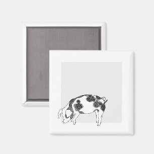 Íman Padrão Minimalista de Linha de Porco Cottagecore V