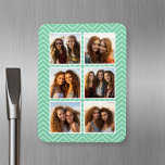 Íman Padrão Mint Chevron com Colagem de Fotos Trendy 6<br><div class="desc">Use imagens de conta Instagram ou outros aplicativos populares de compartilhamento com seis fotos quadradas para criar um presente exclusivo e pessoal. Ou você pode ficar com o filhote hipster e fazer uma moda. Se precisar ajustar as fotos,  clique na ferramenta personalizar para fazer alterações.</div>