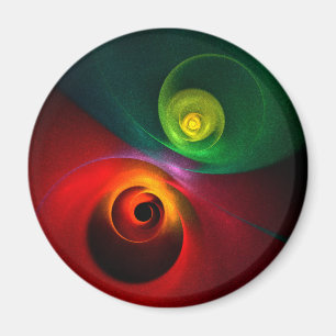 Íman Padrão Moderno de Abstrato de Arte Yin Yang Verde