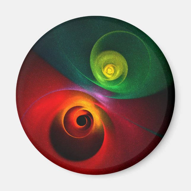Íman Padrão Moderno de Abstrato de Arte Yin Yang Verde  (Frente)