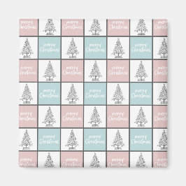 Íman Padrão Moderno do Pastel Azul e Rosa de Natal