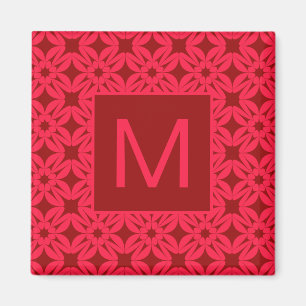Íman Padrão Monogramado Ornate Vermelho Brilhante