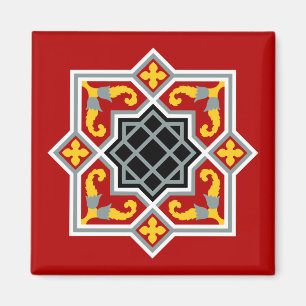 Íman Padrão octogonal vermelho-azulejo de Barcelona em