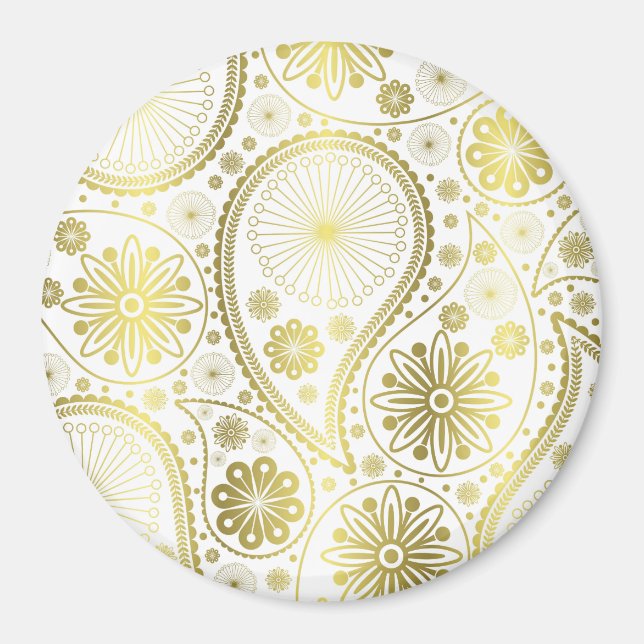 Íman padrão paisley Dourado (Frente)