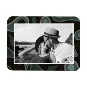 Íman Padrão Paisley Preto e Cinza Foto Personalizada