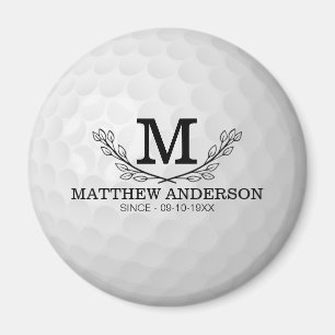 Íman Padrão Personalizado da Bola de Golfe Nome Monogr