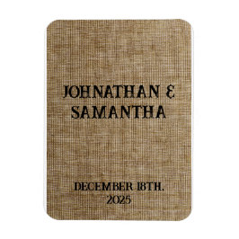 Íman Padrão personalizado de burlap natural do casament