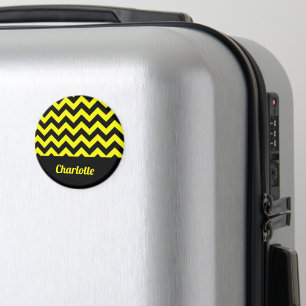 Íman Padrão personalizável de divisa amarelo e preto