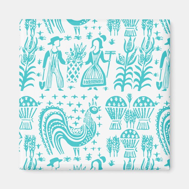 Íman Padrão Pyrex Vintage - Impressão Butterprint (Turq (Frente)