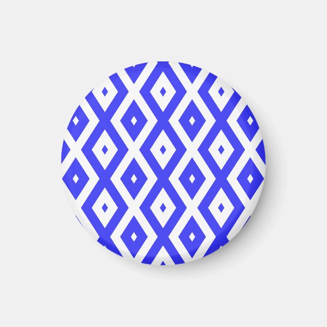 Íman Padrão real de diamante azul e branco (Frente)