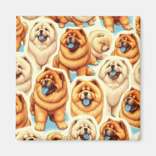 Íman Padrão Retro Chow-Chow Sem Vista