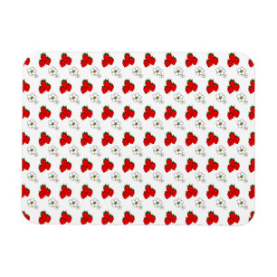 Íman Padrão Retro de Morango Vermelho e Flor