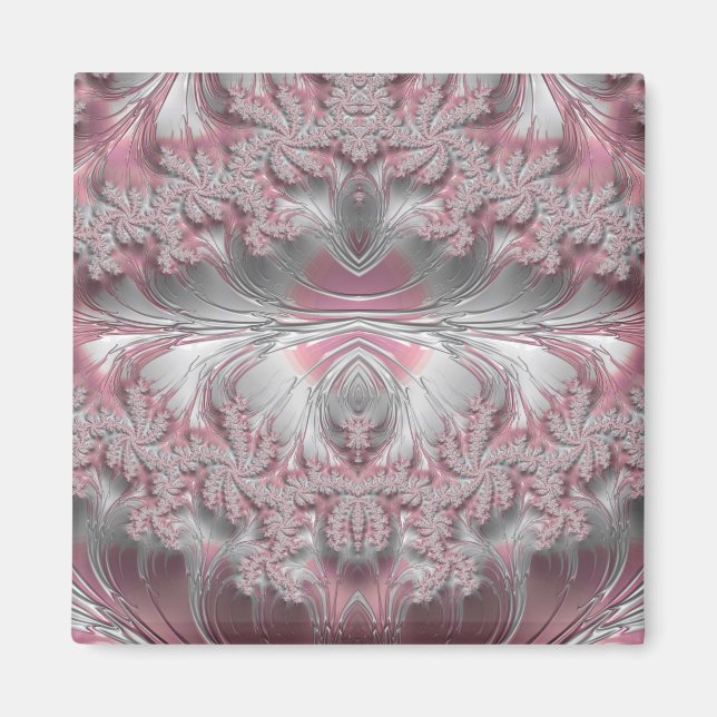 Íman Padrão Rosa Cinza Prata Branco ~ (Frente)