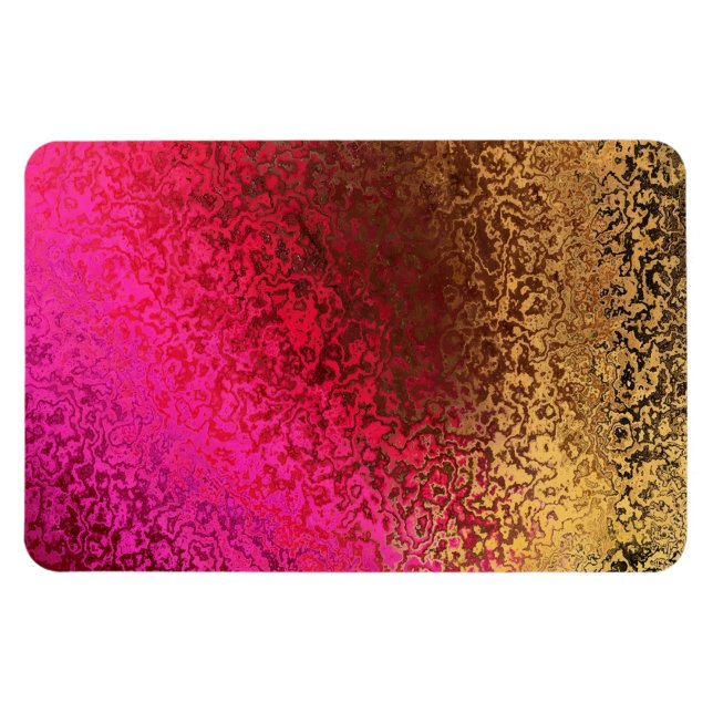 Íman Padrão Rosa Vermelho e Dourado (Horizontal)