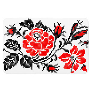 Íman Padrão Russo Rosa vermelho&preto