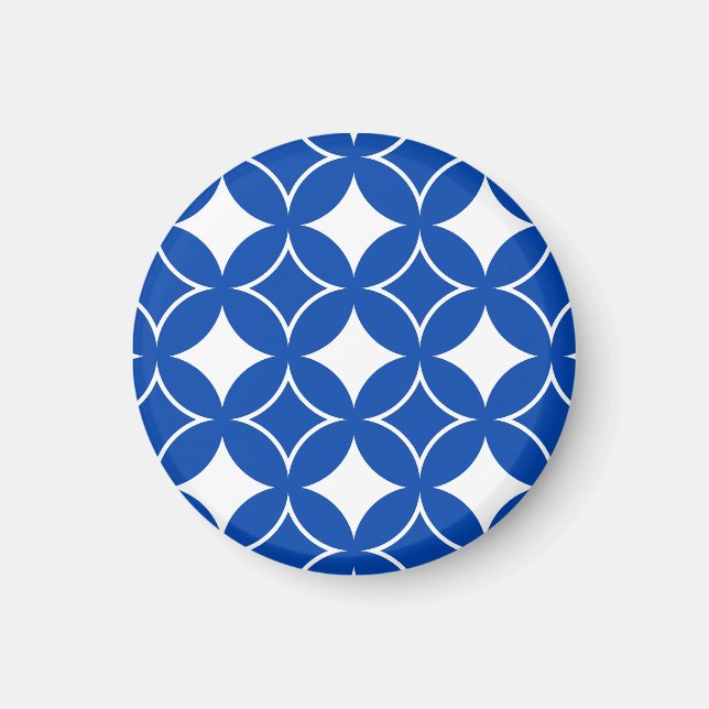 Íman padrão shippo azul e branco (Frente)