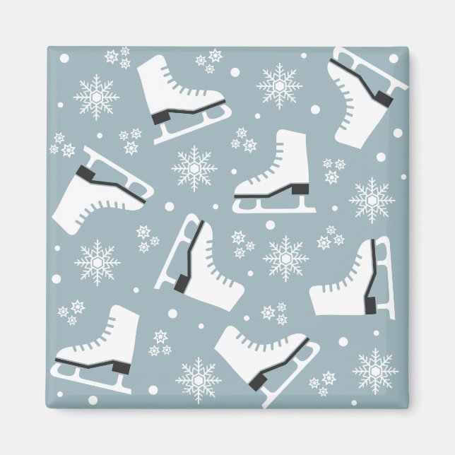 Íman Padrão temático de inverno com skates de gelo (Frente)