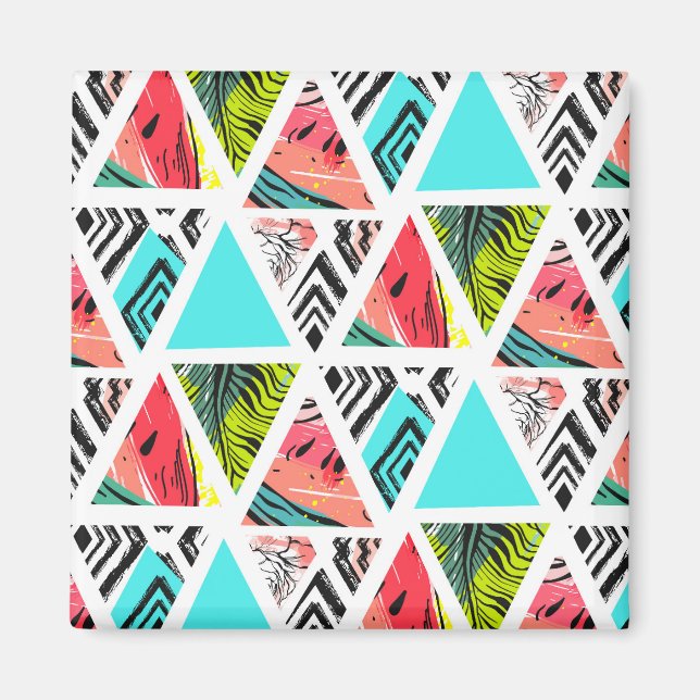 Íman Padrão tropical Abstrato colorido (Frente)