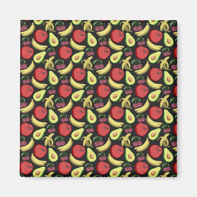 Íman padrão uniforme de fruta | fruta tropical colorida (Frente)
