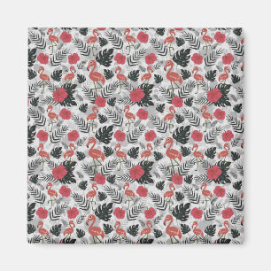 Íman Padrão uniforme Flamingo com fundo floral