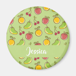 Íman Padrão verde de frutas de verão frescas