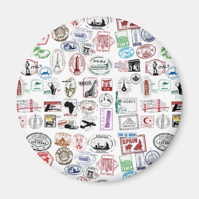 Íman Padrão viagem Stamps (Frente)