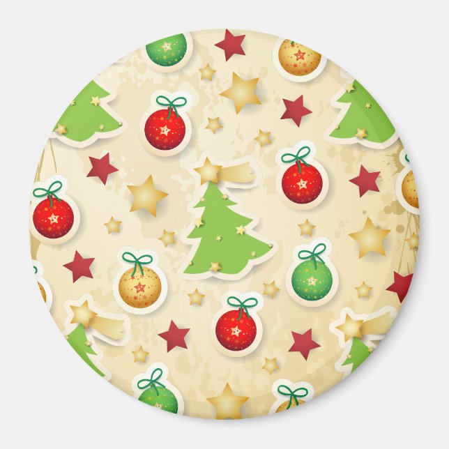 Íman Padrão Vintage de Natal (Frente)