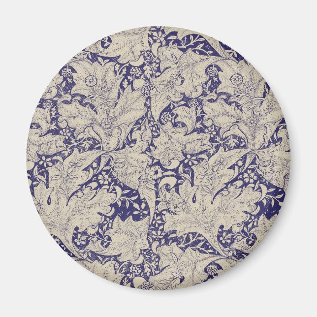 Íman Padrão Wallflower Azul Antigo de William Morris (Frente)