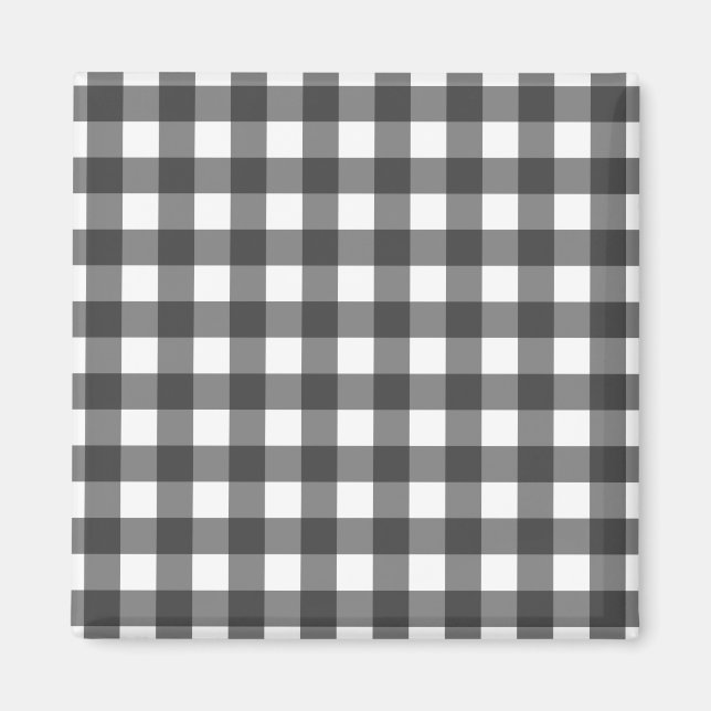 Íman Padrão Xadrez em Preto e Branco com Impressão Vich (Frente)