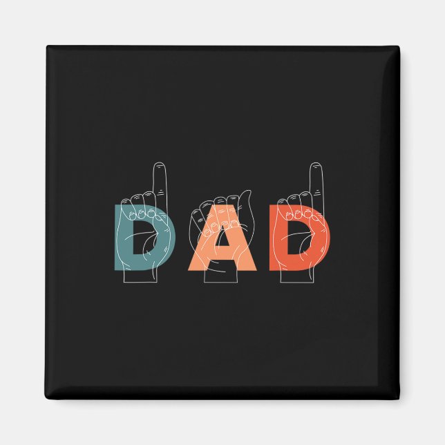 Íman Padre Dia de os pais - Língua gestual surda-muda (Frente)