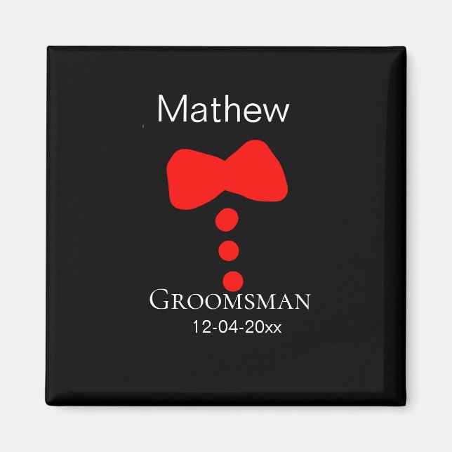 Íman padrinho adicionar nome ano gravata borboleta pret (Frente)