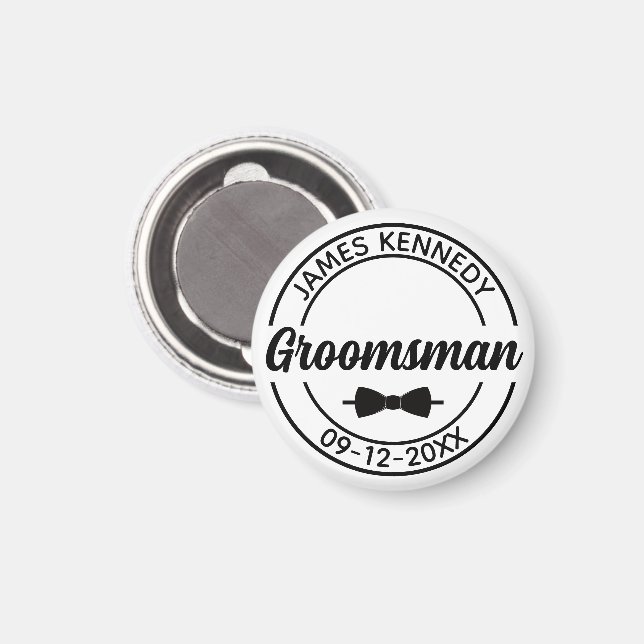 Íman Padrinho de casamento personalizado com nome e dat (Front/Back)