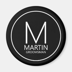 Íman Padrinhos de casamento de Monograma e Nome Persona