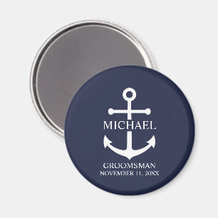 Íman Padrinhos de casamento Personalizados de Âncora Az