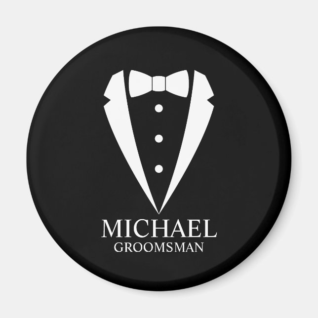 Íman Padrinhos de casamento personalizados de terno de  (Frente)