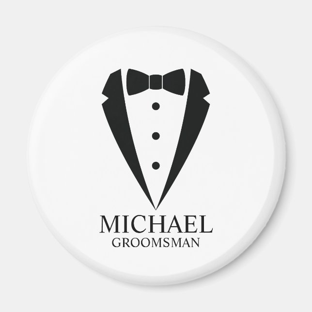 Íman Padrinhos de casamento personalizados de terno de  (Frente)