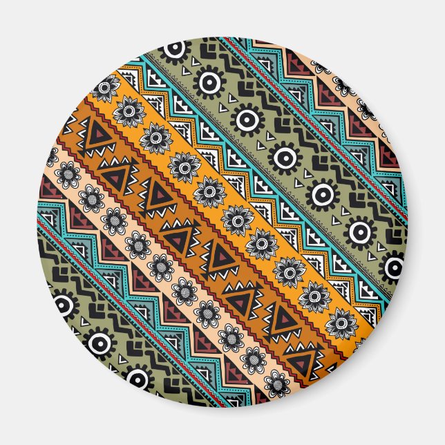 Íman Padrões coloridos étnicos aztecas design (Frente)
