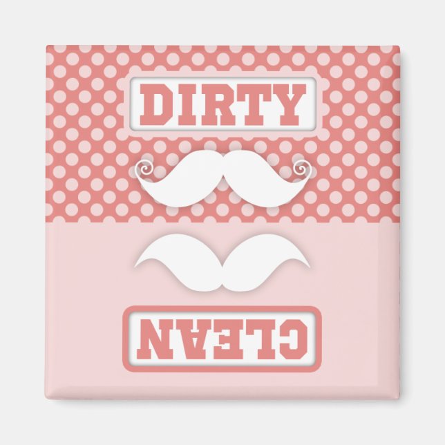 Íman Padrões de Bolinhas cor-de-rosa, bigode limpo (Frente)
