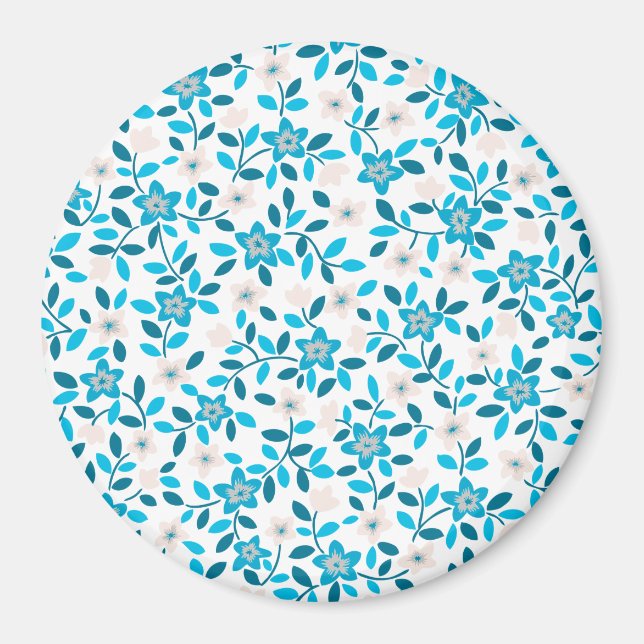 Íman Padrões de flores de primavera contínuas azuis bra (Frente)