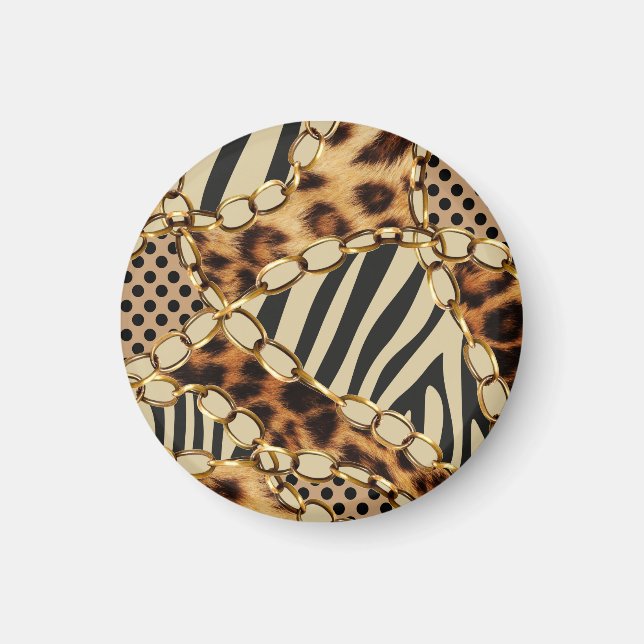 Íman Padrões de Impressão de Animais Leopardo Sem Costu (Frente)