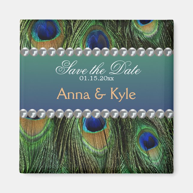 Íman Padrões de Peacock e Pérolas (Frente)