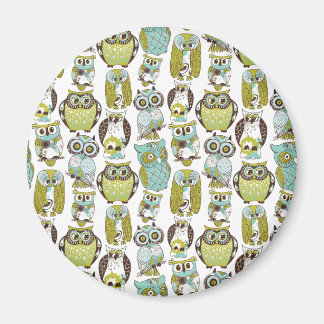 Íman Padrões de Retro Owl com um fundo engraçado