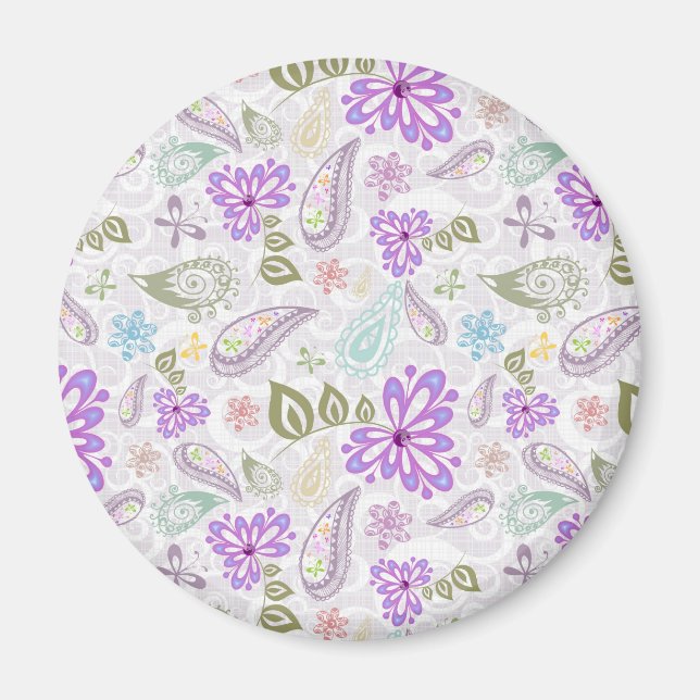 Íman Padrões pastel paisley de cor branca (Frente)